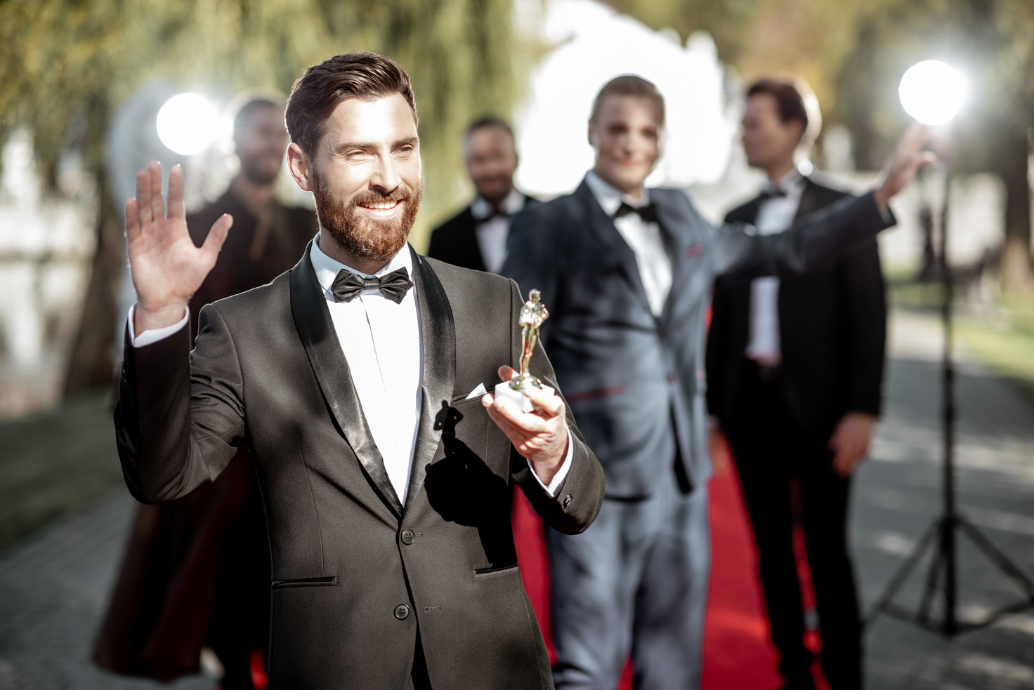 Movie Actors on the Red Carpet Outdoors